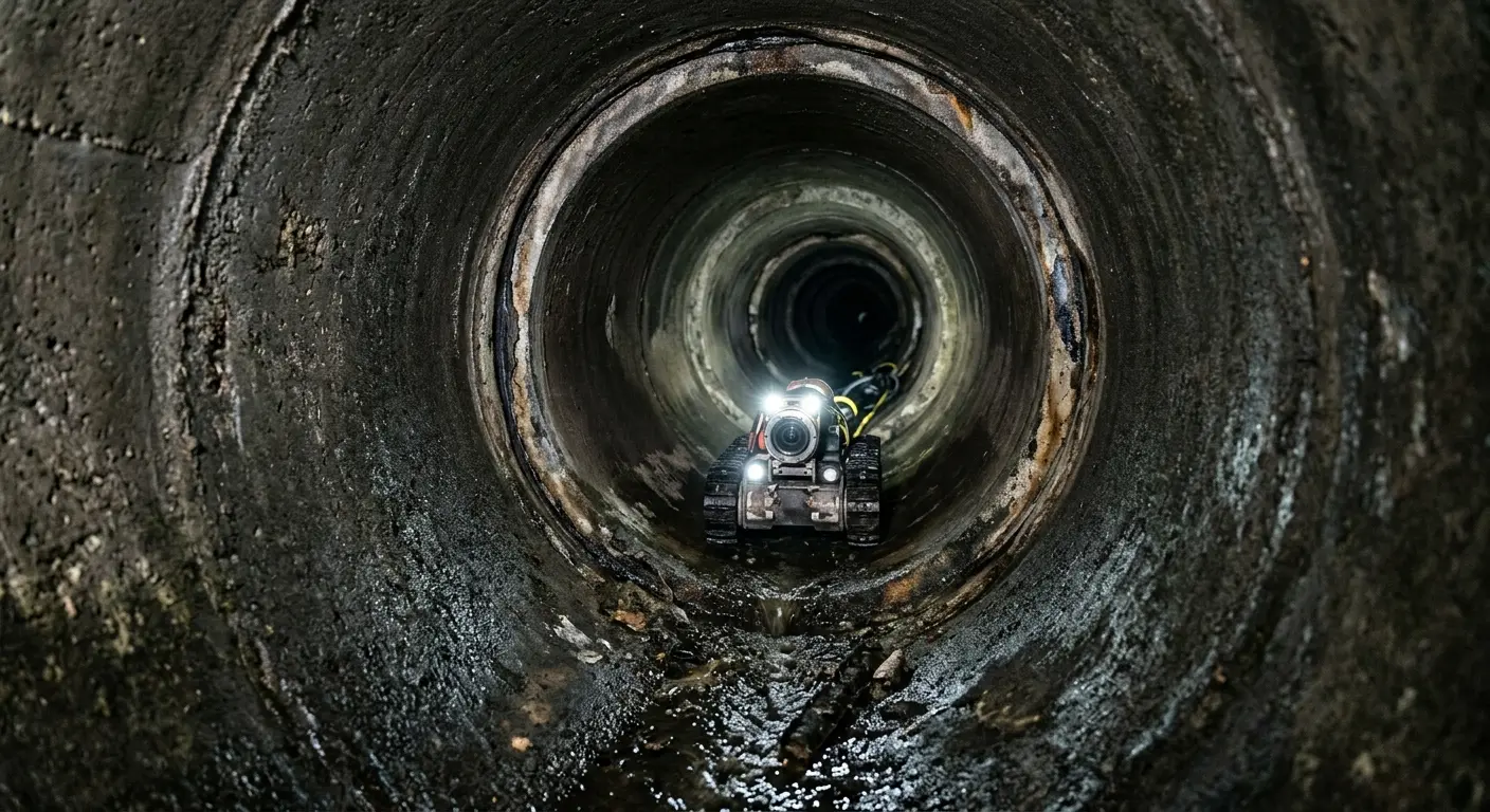 Robotic sewer camera inspecting pipe interior for Drain Snake Service in Belton